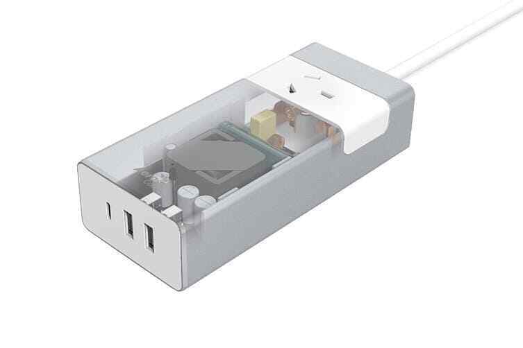 Aerocool Aluminium Power Board 1 AC Outlet + 1 Type C + 2 USB Ports