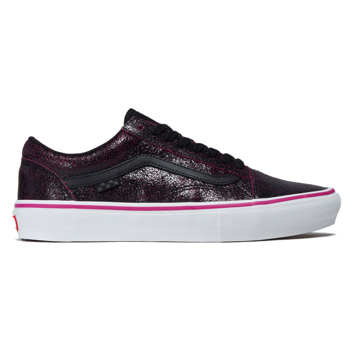 Vans Skate Old Skool Shoes - Cracked Leather Black/Purple