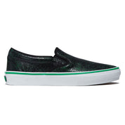 Vans Skate Slip-On Shoes - Cracked Leather Black/Green