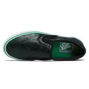 Vans Skate Slip-On Shoes - Cracked Leather Black/Green