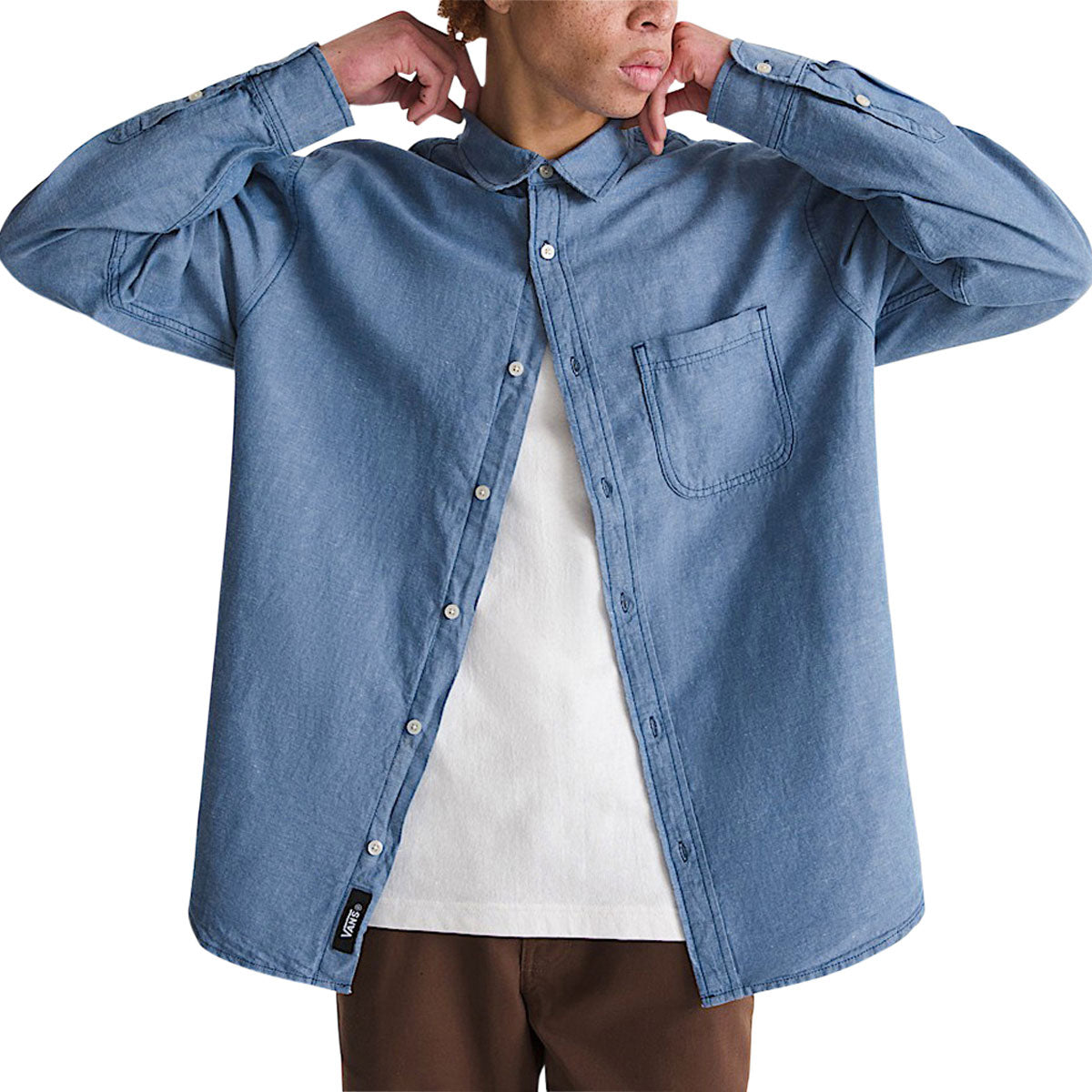 Vans Lawson Solid Oxford Long Sleeve Shirt - True Navy