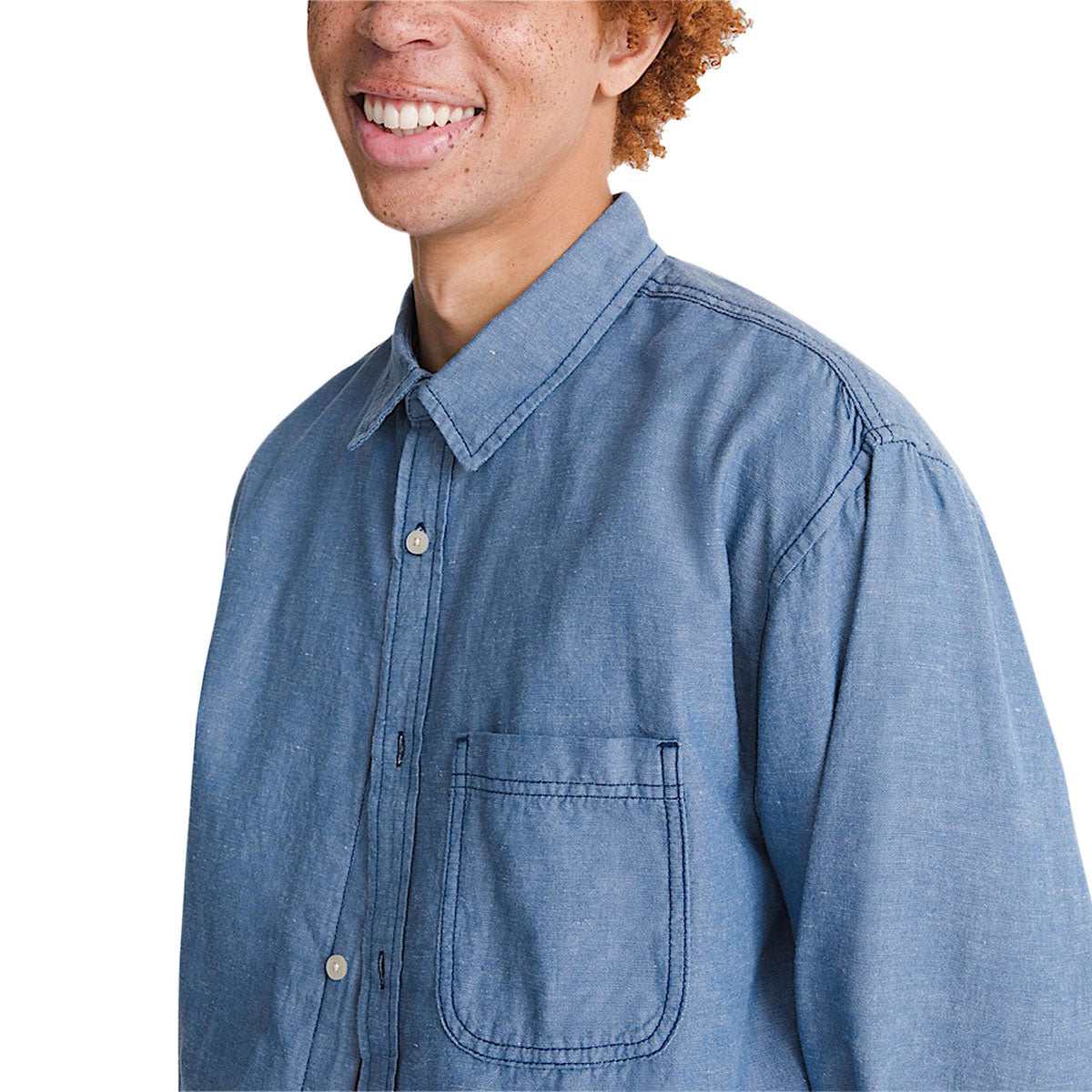 Vans Lawson Solid Oxford Long Sleeve Shirt - True Navy