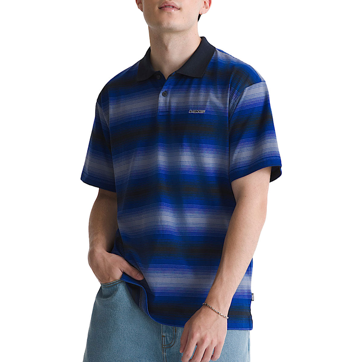 Vans Molino Shadow Stripe Polo Shirt - Royal Cobalt