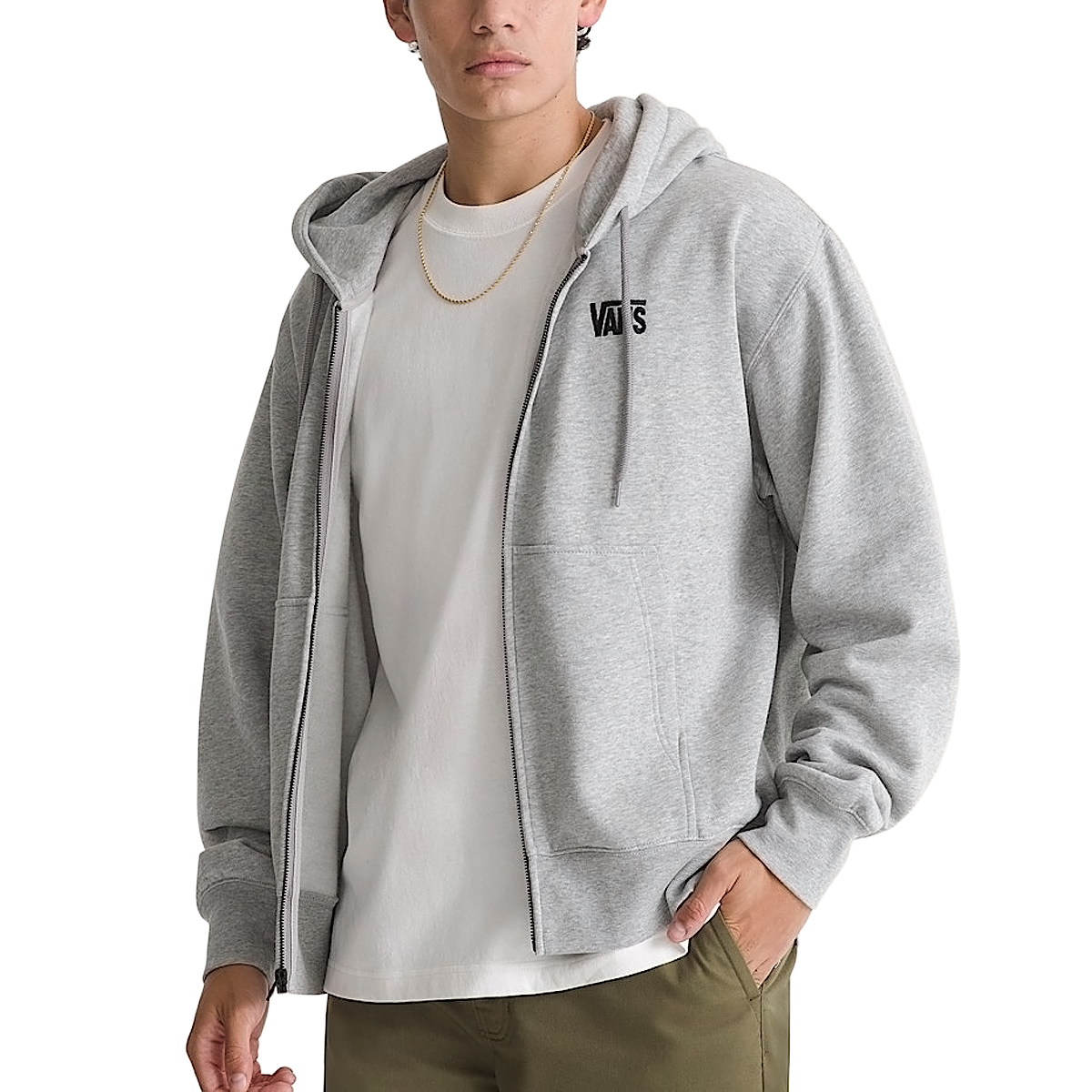 Vans Stretch Logo Full Zip Hoodie - Cement Heather