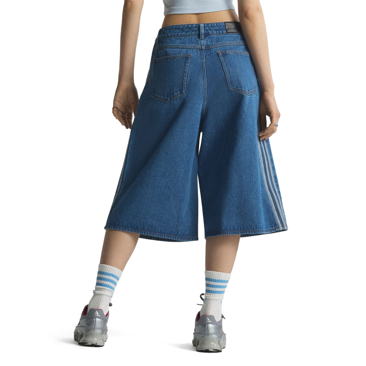Adidas Womens Firebird Denim Jort Shorts - Medium Vintage Denim