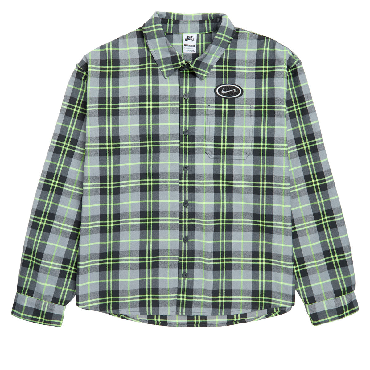Nike SB Koston Long Sleeve Flannel Shirt - Dark Smoke Grey/Volt