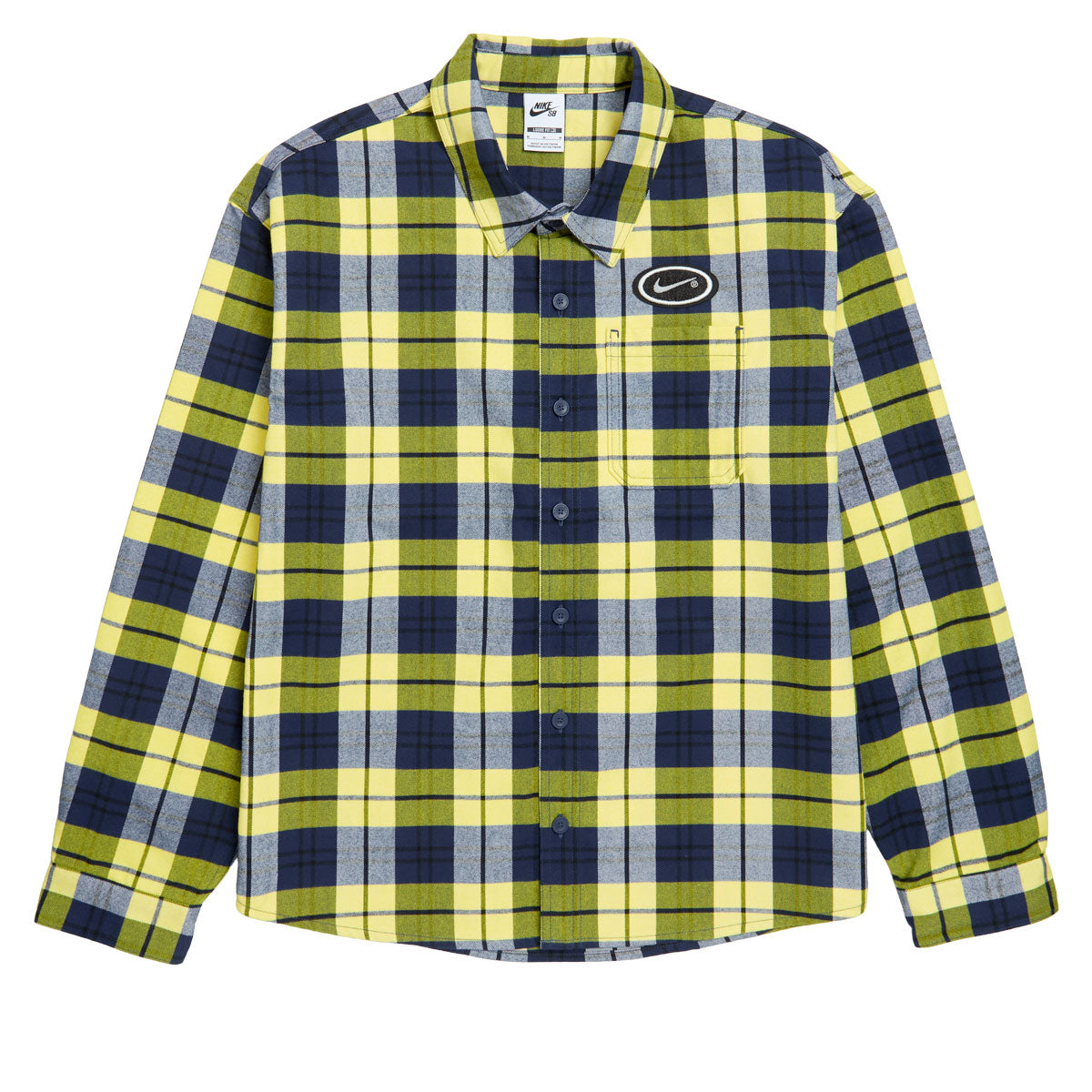 Nike SB Koston Long Sleeve Flannel Shirt - Midnight Navy/Speed Yellow