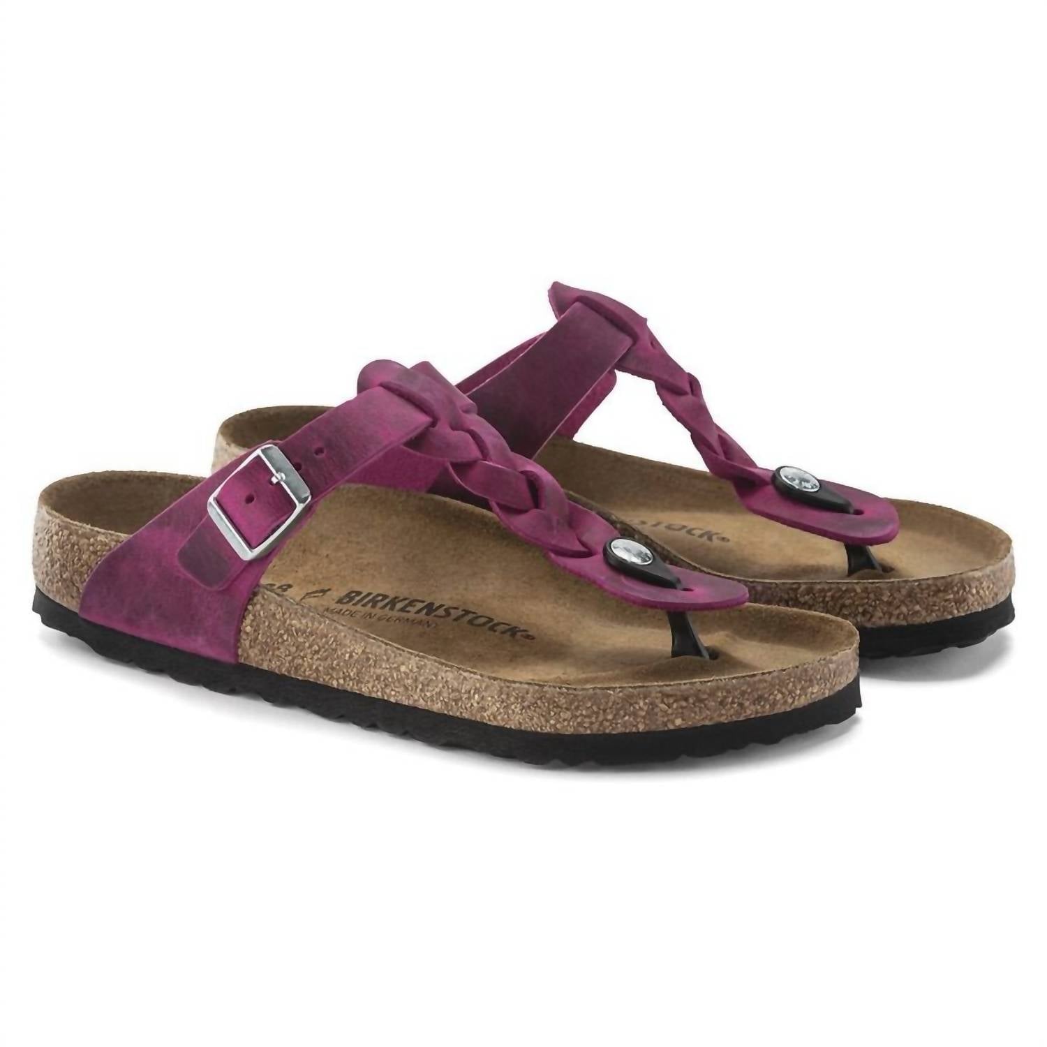 Women's Gizeh Braided Oiled Leather Sandals In Festival Fuchsia