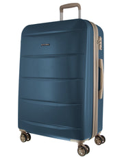 2pc Pierre Cardin Large Hard & Cabin Travel Luggage Set w/ Name Tag Blue
