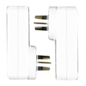 3x Ultracharge Double AC Adapter Twin L&R 4 Outlet Plug Extender (White)