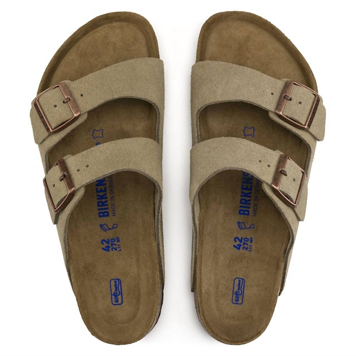 Unisex Arizona Suede Soft Footbed Sandals In Taupe