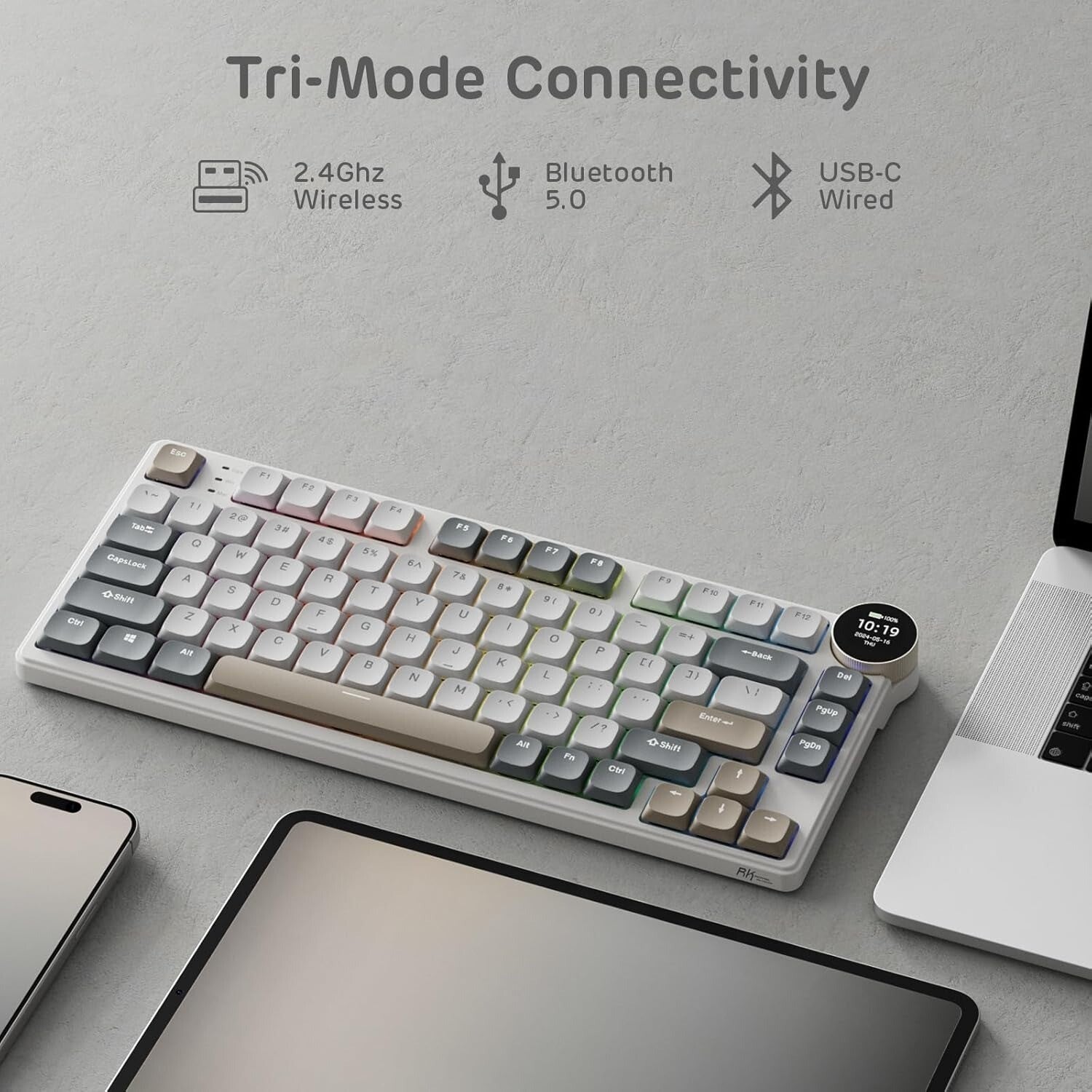 Royal Kludge RK N80 Tri Mode RGB Hot Swap Mechanical Keyboard (Brown Switch)