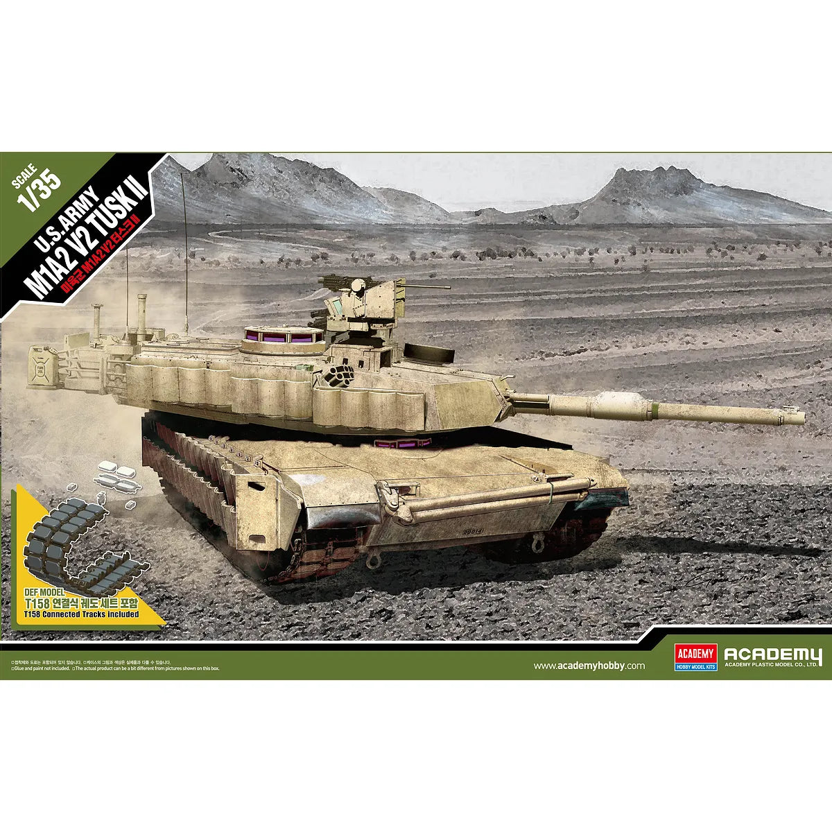 Academy 1/35 U.S. M1A2 V2 Tusk II Tank Scaled Plastic Model Kit
