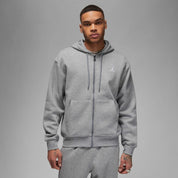 Men's Nike Jordan Brooklyn Fleece Full Zip Hoodie Carbon Heather/White FJ7771-091