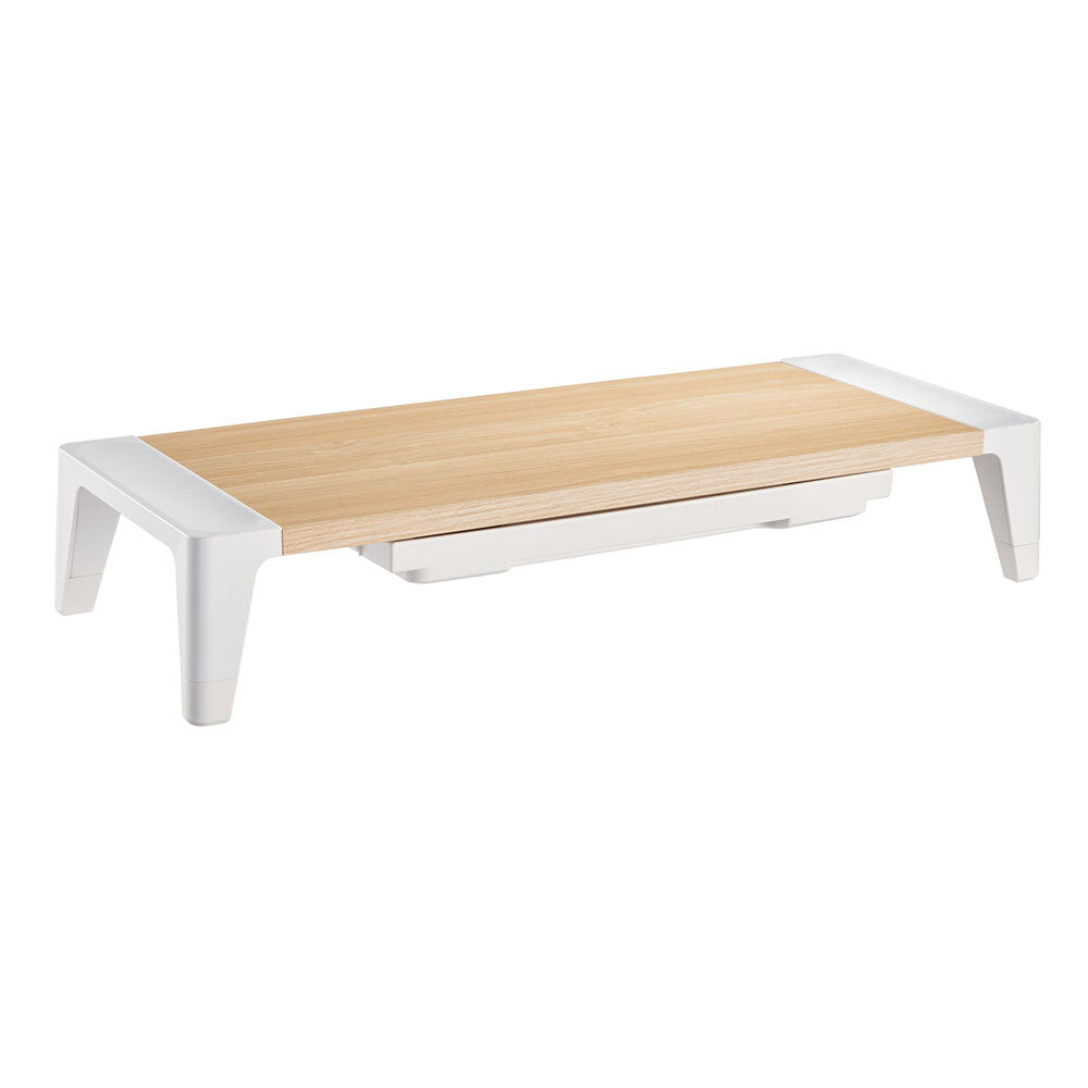 Activiva Monitor Stand Riser with Storage Drawer (White Oak)