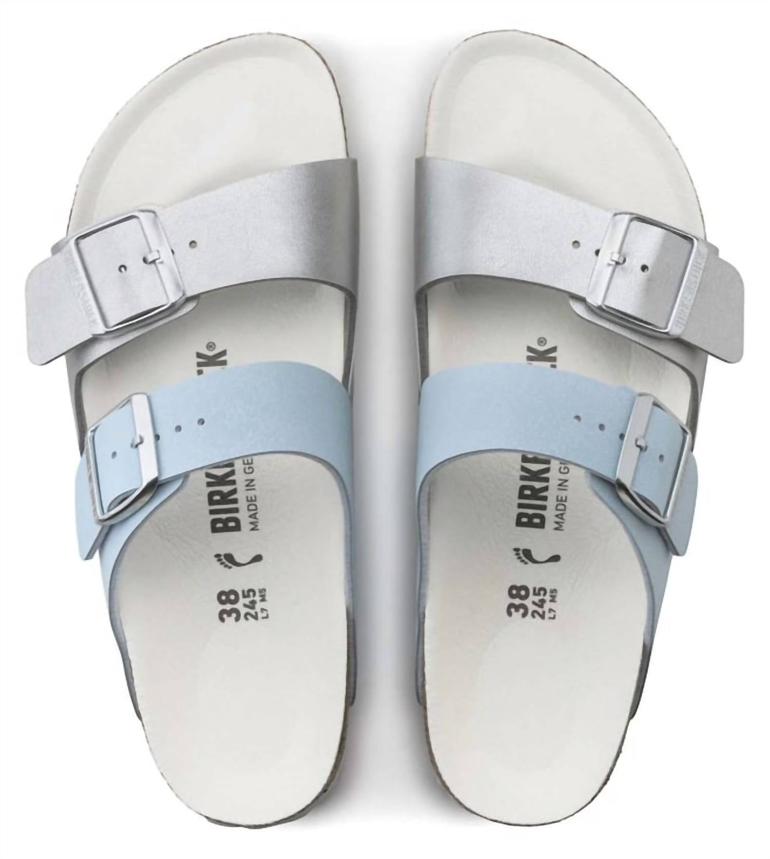 Women's Arizona Split Sandals In Light Blue/ Silver