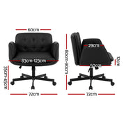 Artiss Criss Cross Legged Office Chair PU with Wheels & Adjustable Armrests Black