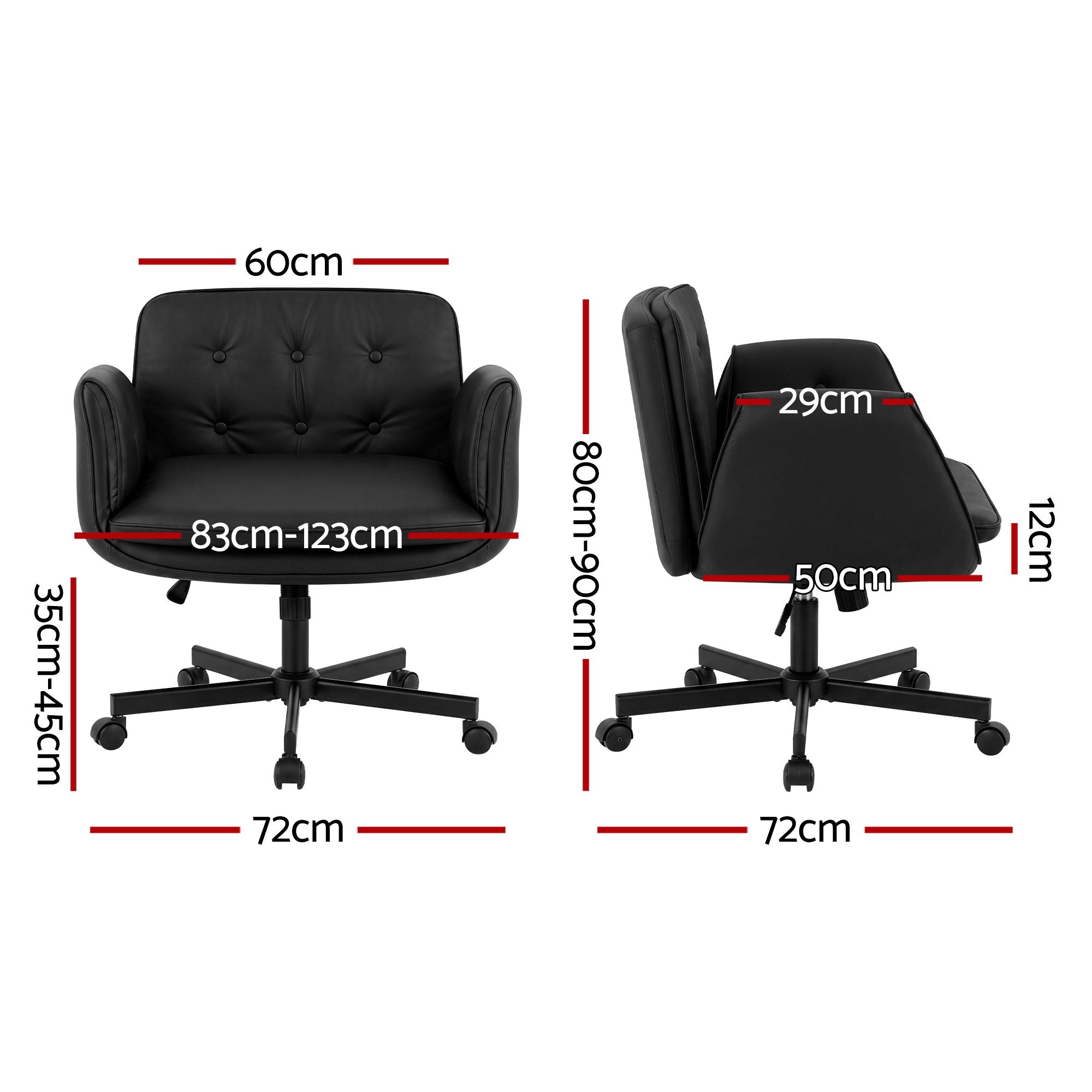Artiss Criss Cross Legged Office Chair PU with Wheels & Adjustable Armrests Black