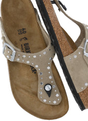 Beige Gizeh Rivet Studded Sandals