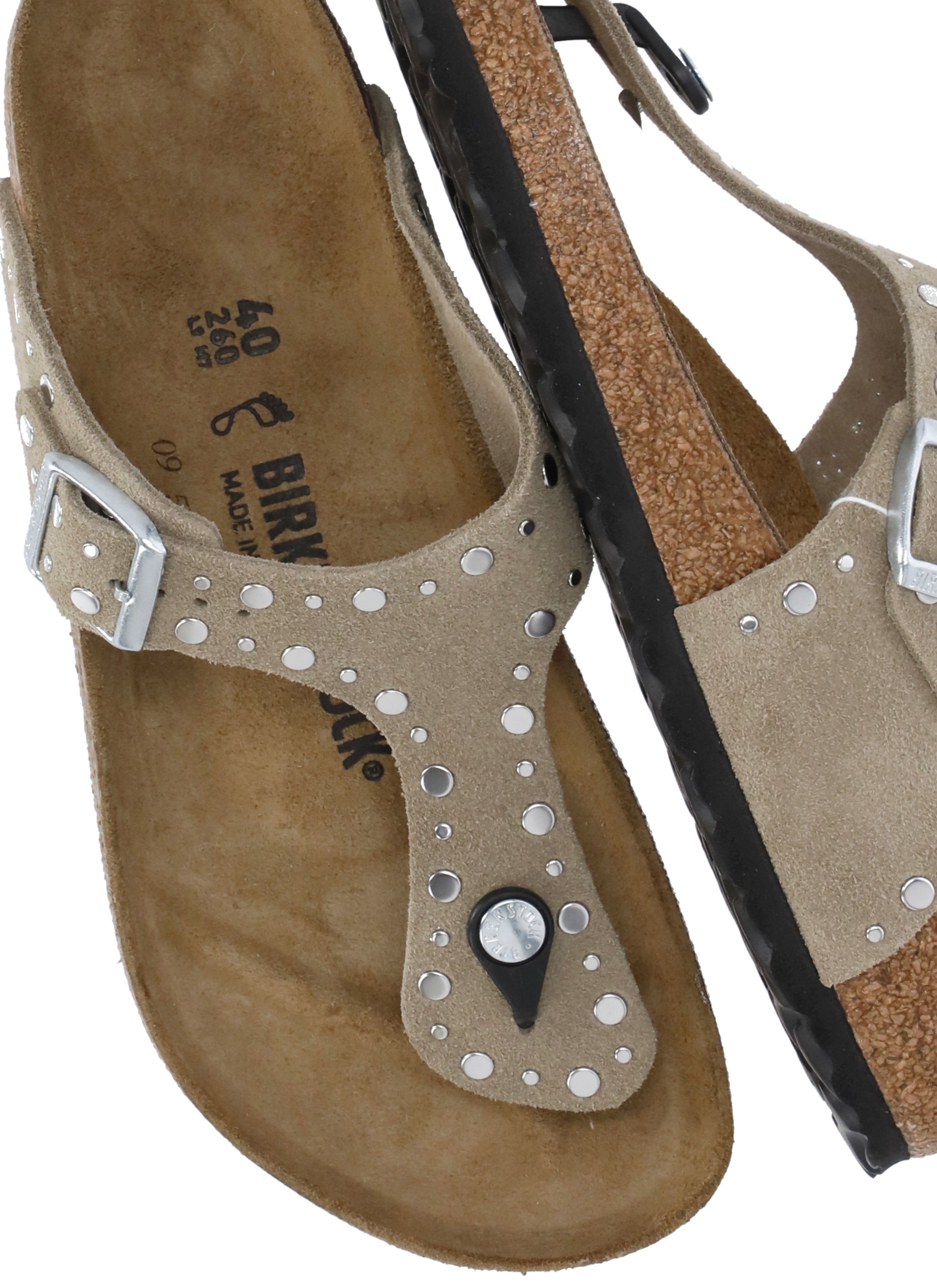 Beige Gizeh Rivet Studded Sandals