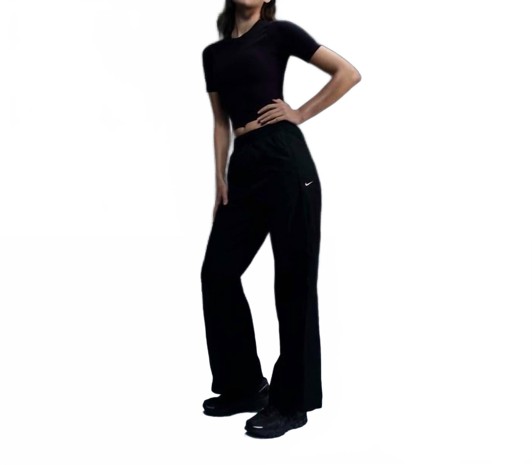 Women's Windrunner High Waisted Woven Open Hem Track Pants In Black