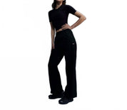 Women's Windrunner High Waisted Woven Open Hem Track Pants In Black