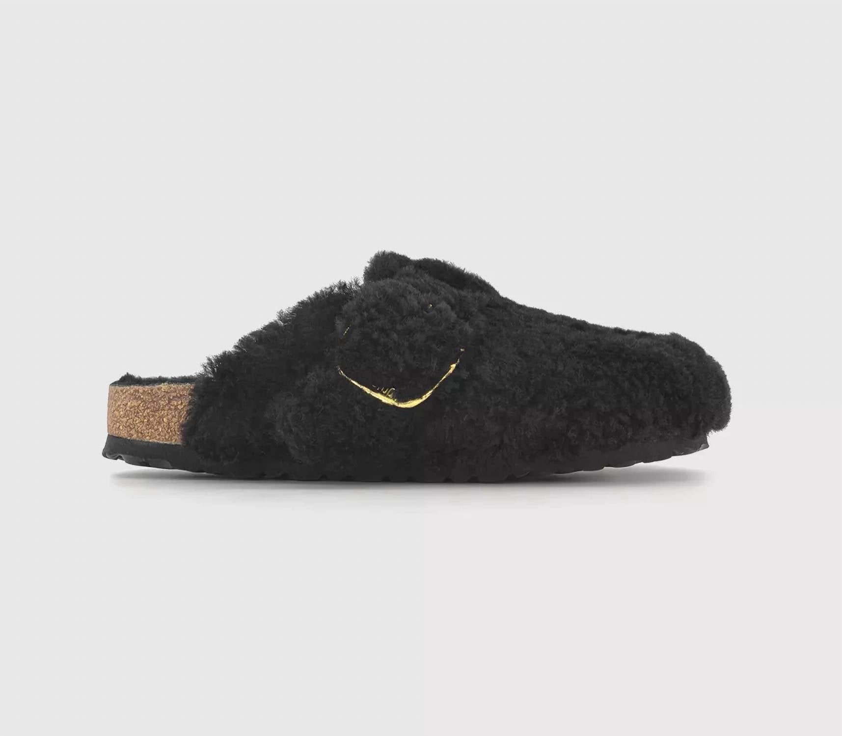 Women's Boston Big Buckle Teddy Clogs In Black/gold