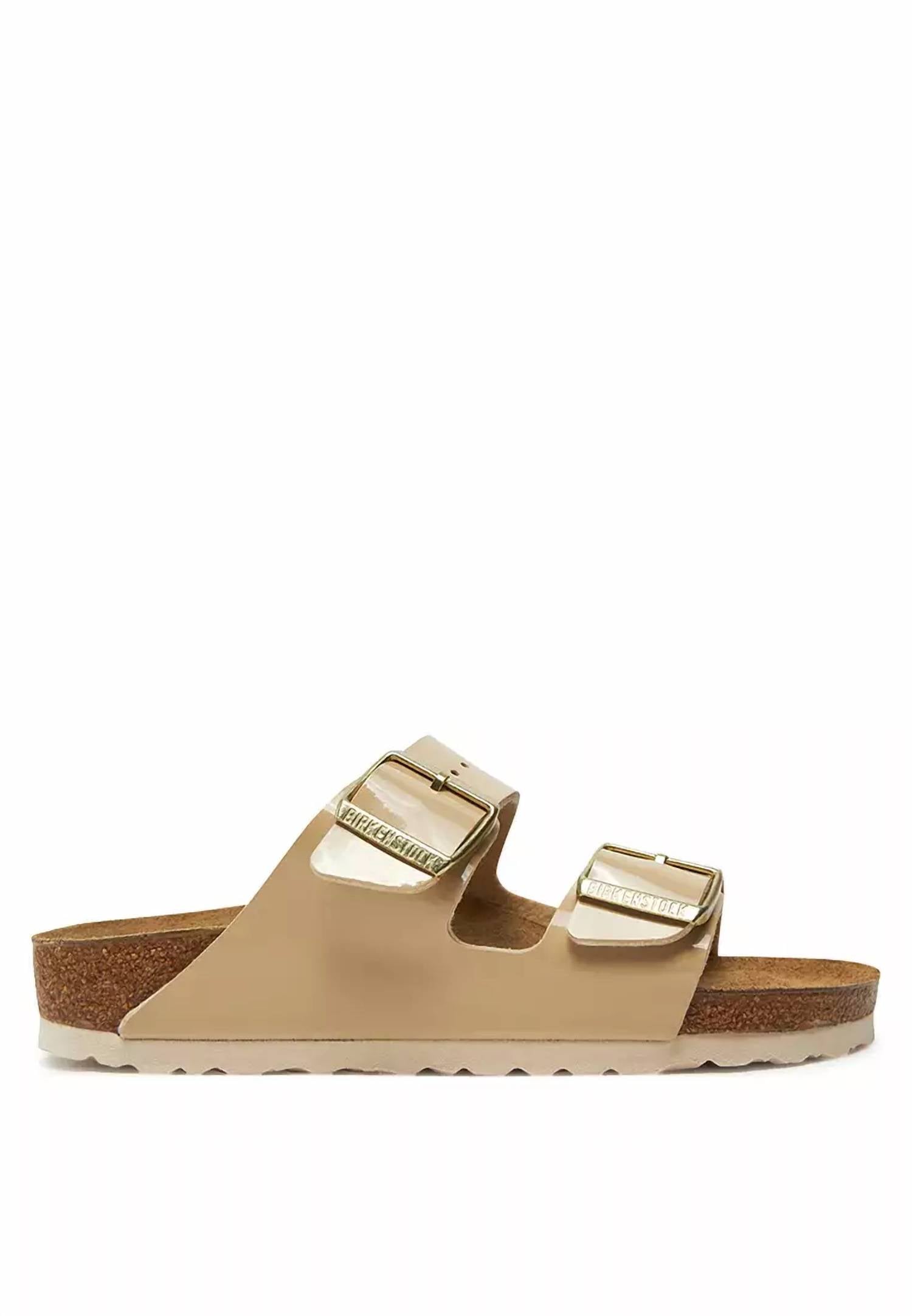 Women's Arizona Two Strap Sandal In Patent Sand Birko Flor