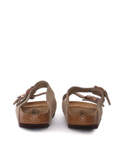 Taupe Arizona Suede Leather Slip-On Sandals