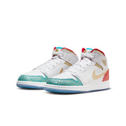 Youth Nike Air Jordan Mid NC to Chicago FB2212- Sneaker White Shoes HTAT1