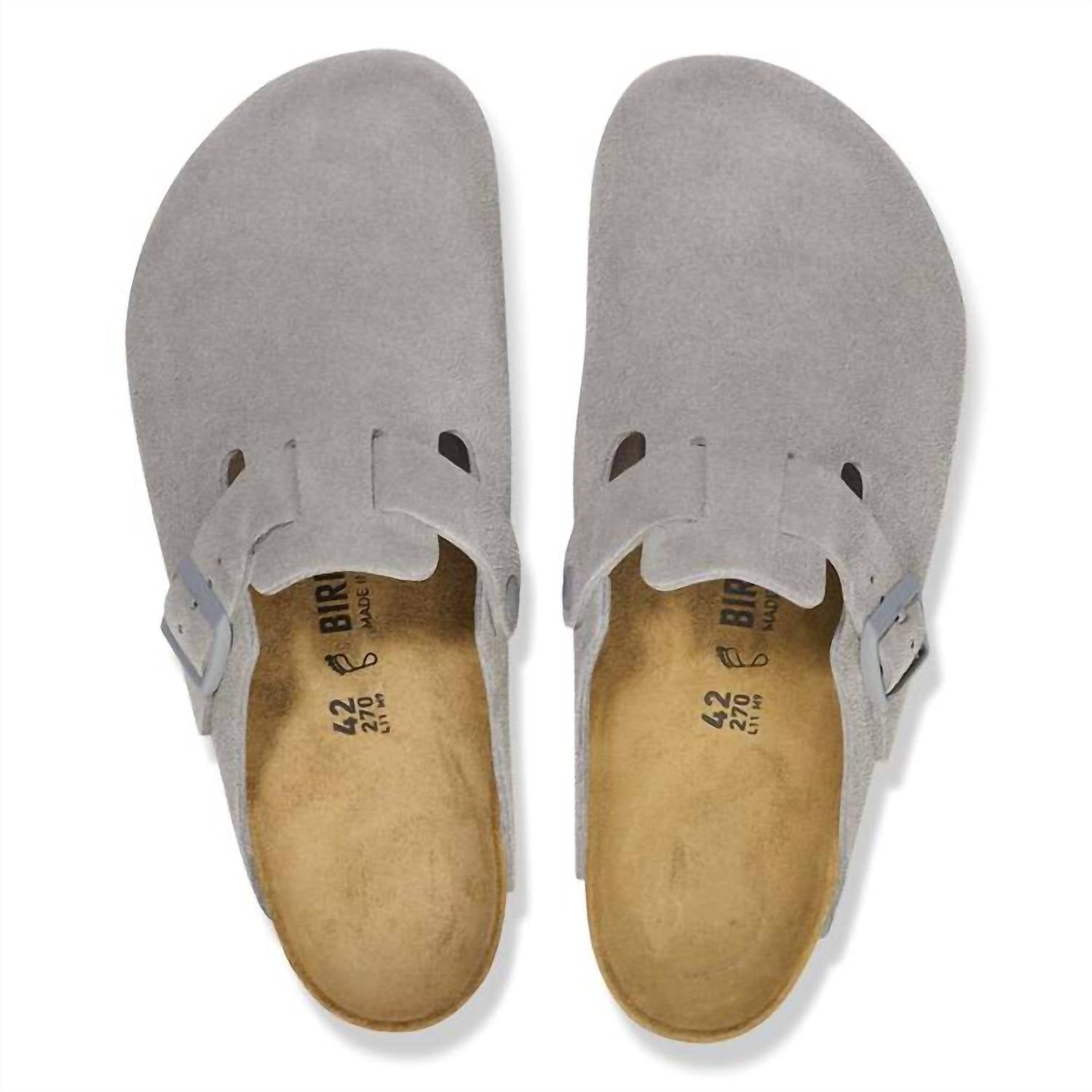 Women's Boston Clog In Stone Coin Suede