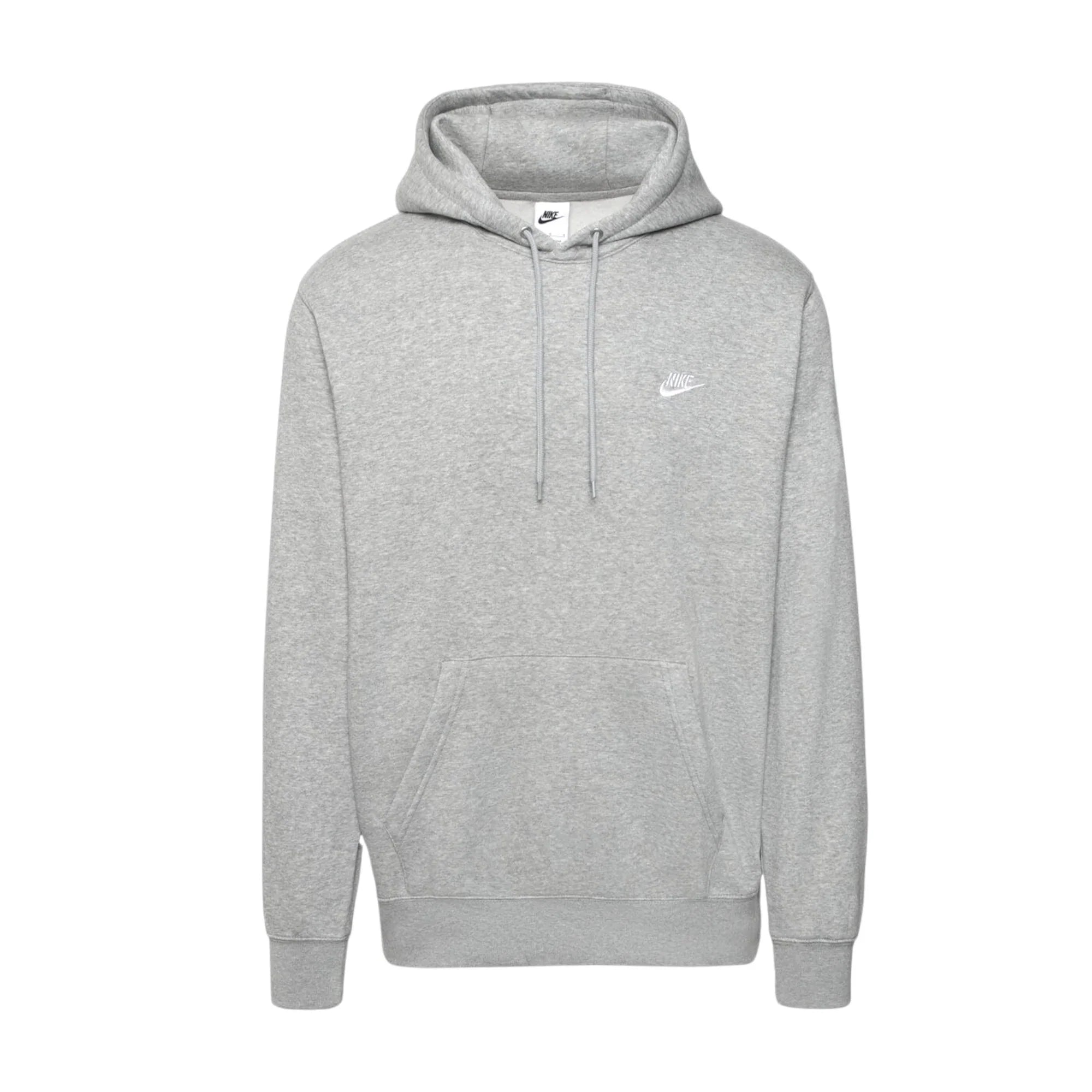 Men's Nike Club Fleece Pullover Hoodie - Dark Grey Heather/Light Smoke Grey/White