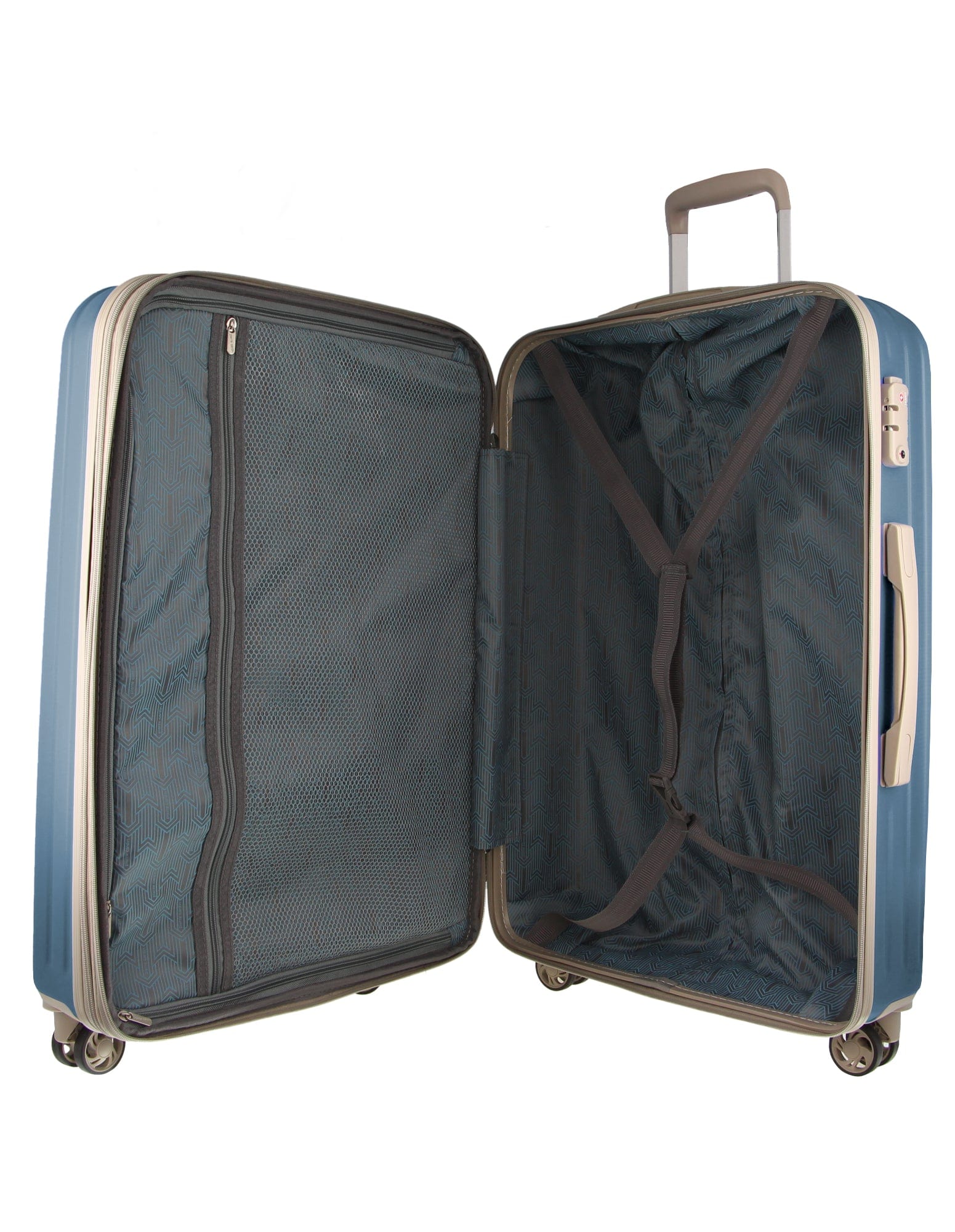 2pc Pierre Cardin Large Hard & Cabin Travel Luggage Set w/ Name Tag Blue