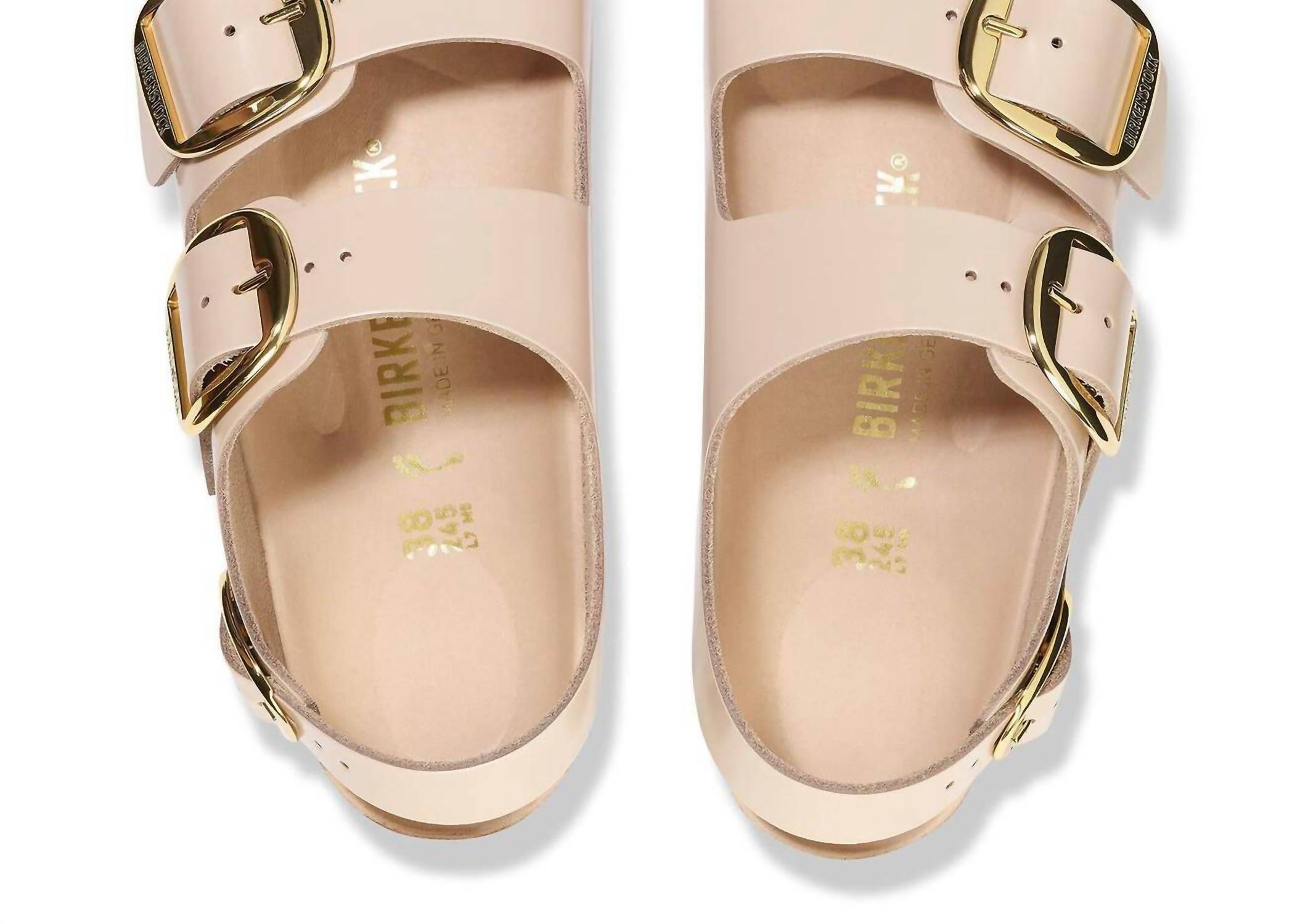 Women's Milano Big Buckle Sandals - Narrow In High-Shine New Beige