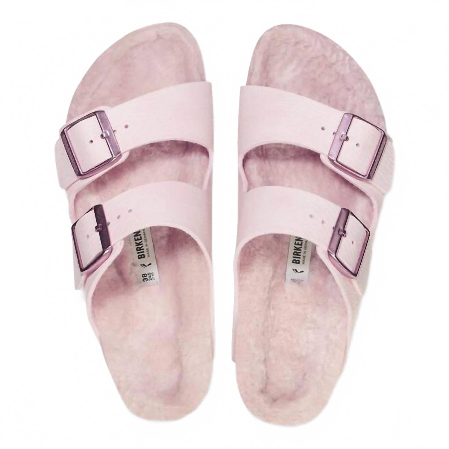 Women's Arizona Shearling-Lined Slide Sandal In Desert Dust Light Rose