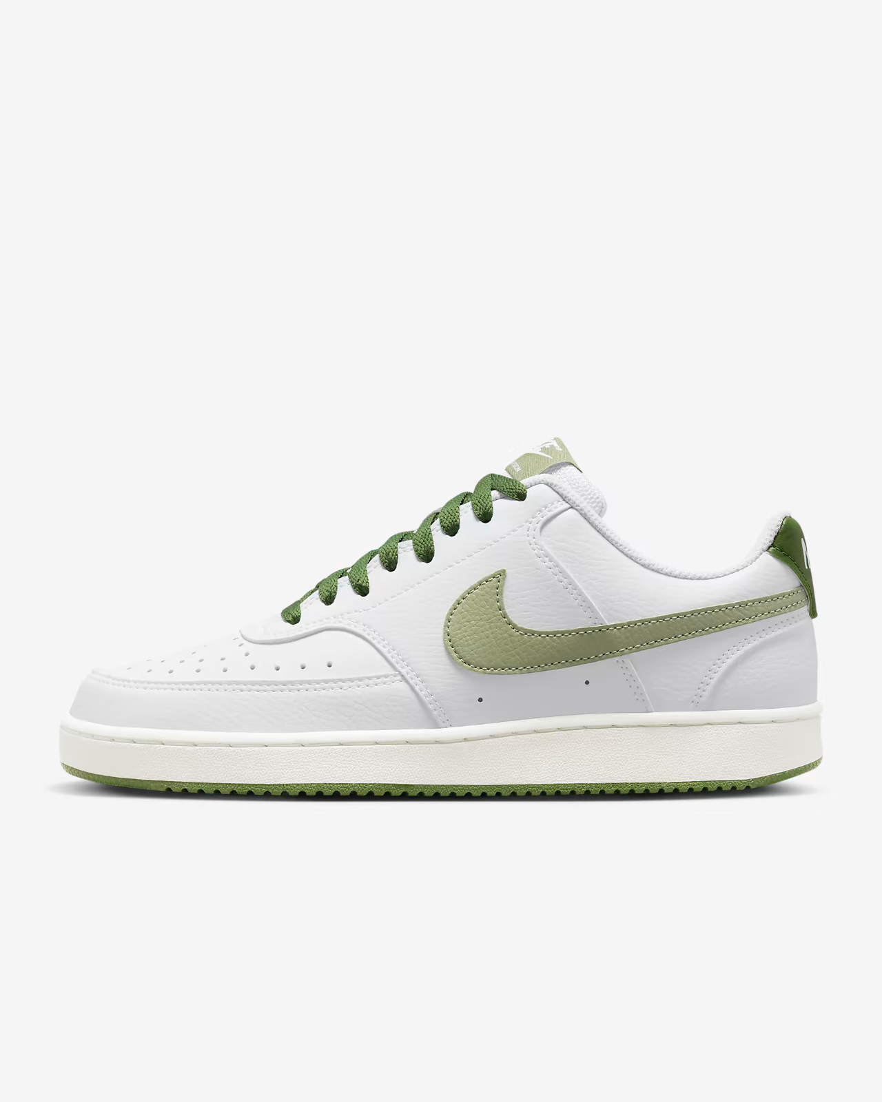 Men's Nike Court Vision Low FJ5480-100 Sneakers White Oil Green Leather Shoes