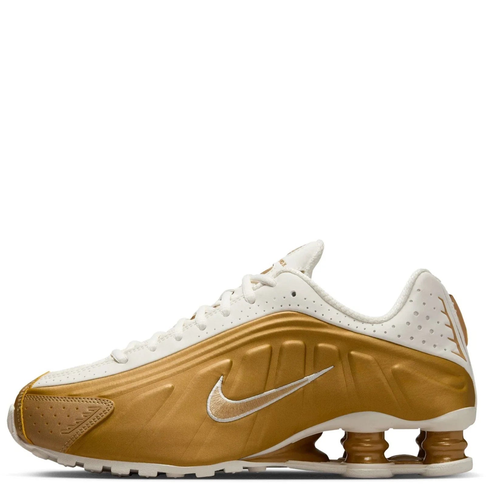 Nike Shox R4 AR3565-010 Sneaker Womens White Gold Low Top Lifestyle Shoes MEW725