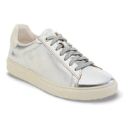 Women's Bend Leather Sneakers In Silver Metal