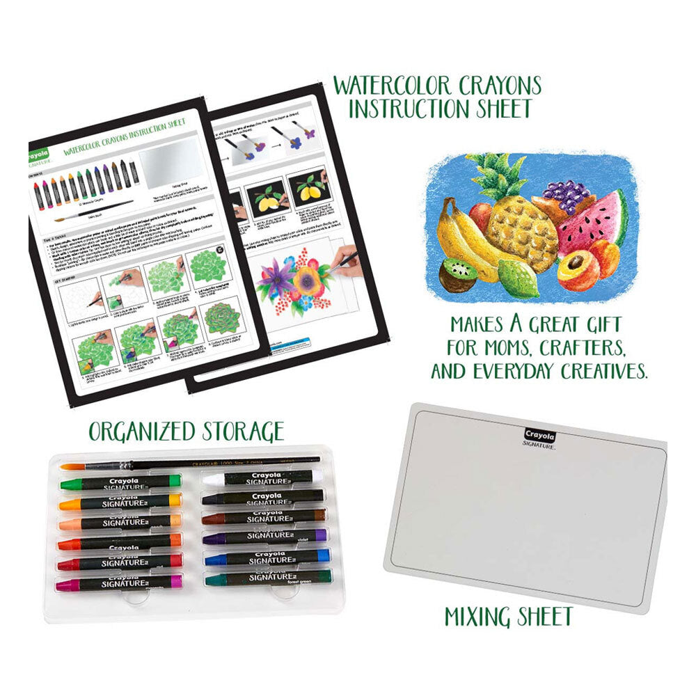 12pc Crayola Signature Non-Toxic Premium Watercolor Crayons For 14+ Teens