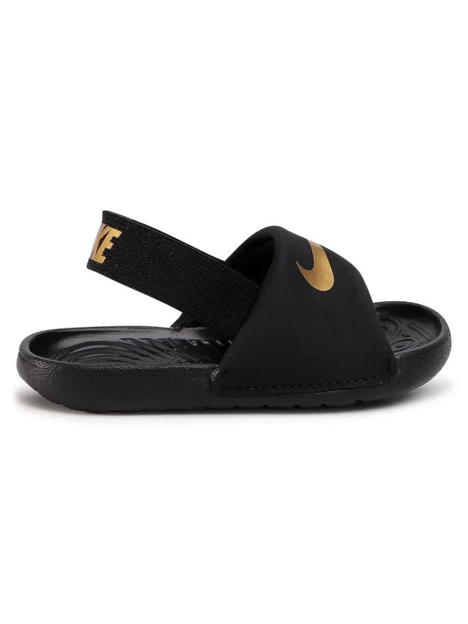 Toddler Nike Kawa BV1094-003 Black Metallic Gold Soft Strap Slides Sandals