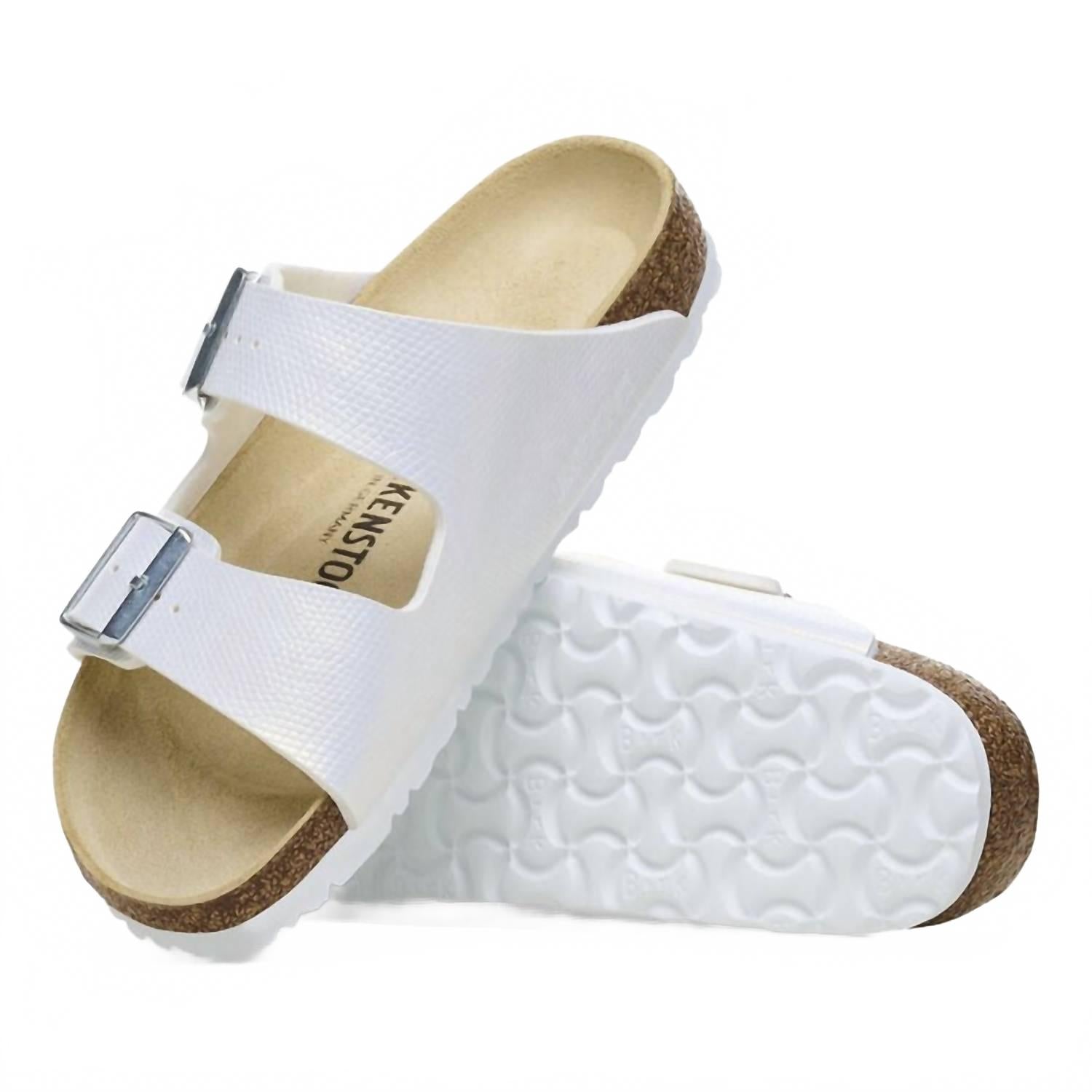 Women's Arizona Birko Flor Sandal In Embossed Lizard White