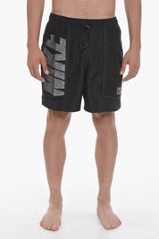 SWIM Solid-Color Boxer Swim Shorts With Perforated Pockets