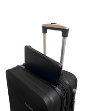 2pc Pierre Cardin Large Hard-Shell Suitcase & Cabin Set Luggage Tag Black