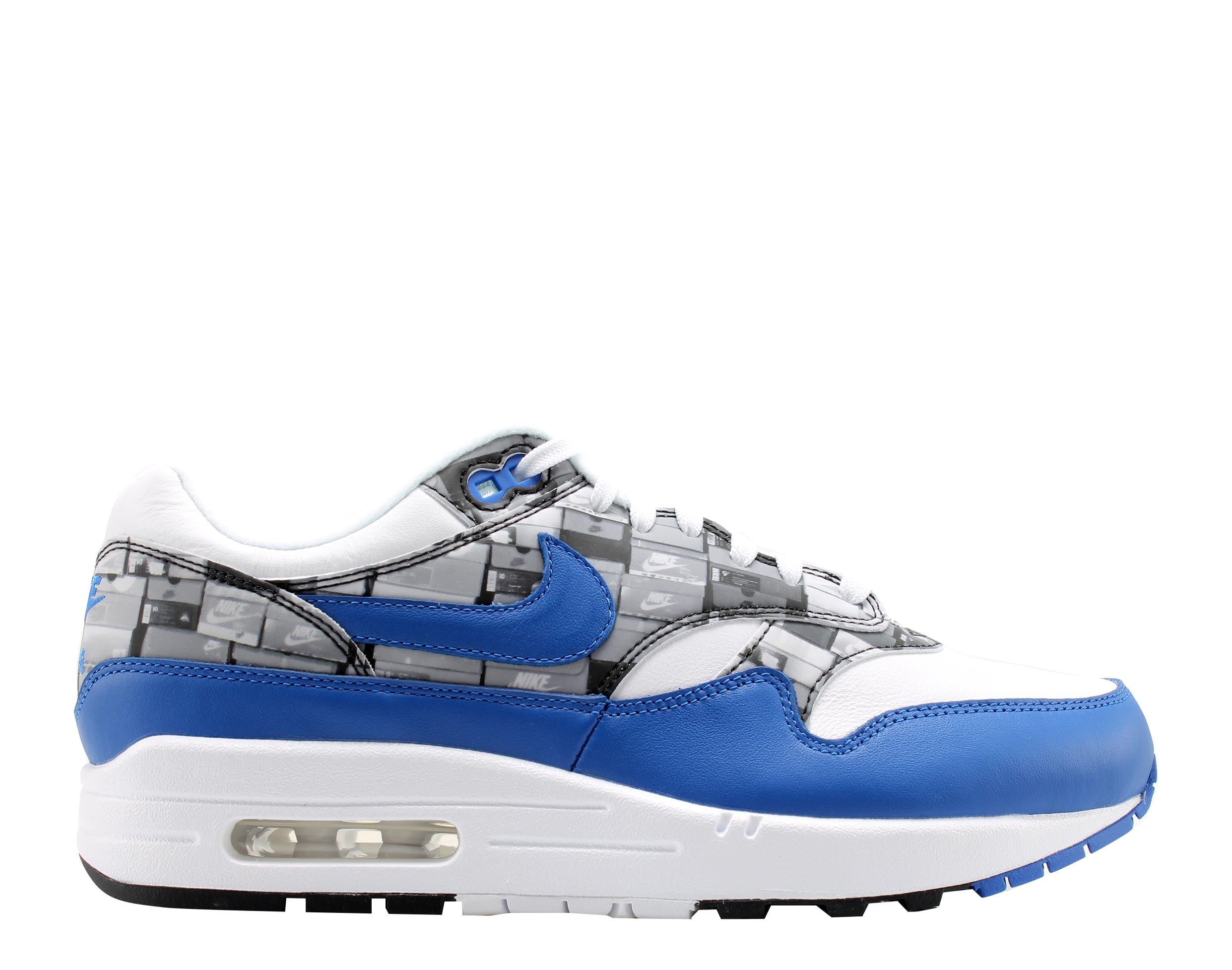 Men's Nike Air Max 1 Print White/Game Royal/Grey Running Shoes AQ0927-100