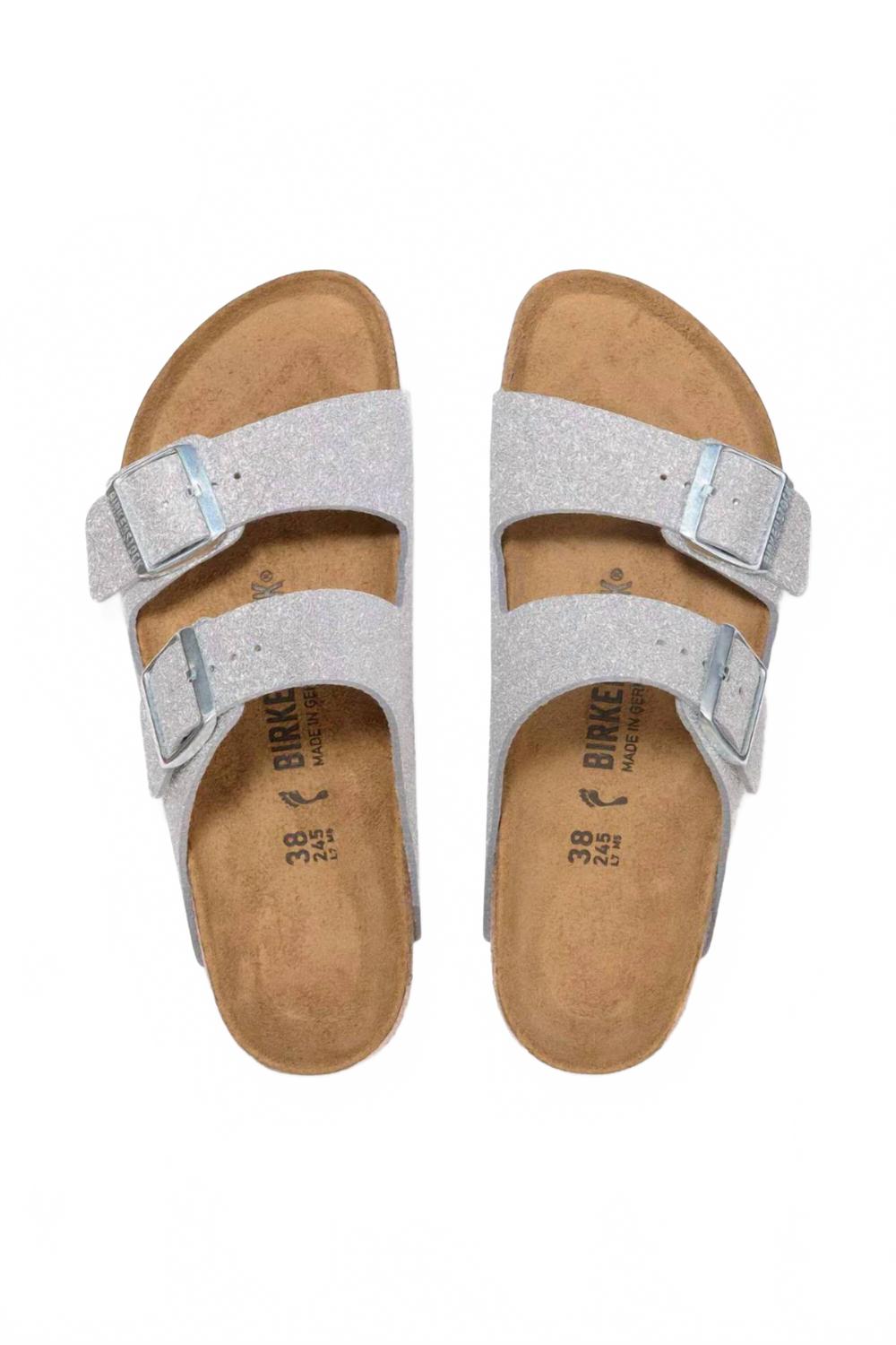 Women's Arizona Sandals In Shiny Glitter Silver