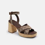 Coach Outlet Block Heel Sandal In Signature Jacquard