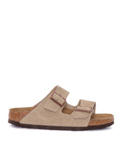 Taupe Arizona Suede Leather Slip-On Sandals
