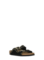 Black Arizona Suede Buckle Slides