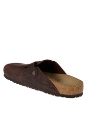 Brown Oiled Leather Buckle Strap Loafers