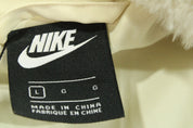 Nike Big Swoosh Jacket in Cream Faux Fur